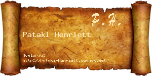 Pataki Henriett névjegykártya